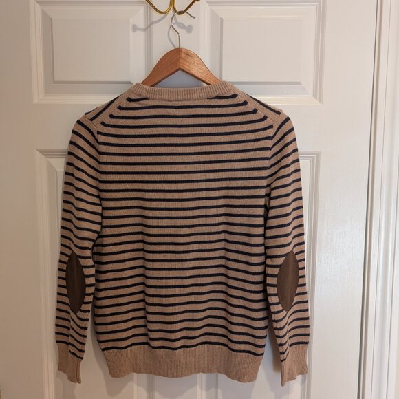 NWT Crewcuts Boys' Striped Elbow-patch Crewneck Sweater brown Navy Size XL - Picture 7 of 9